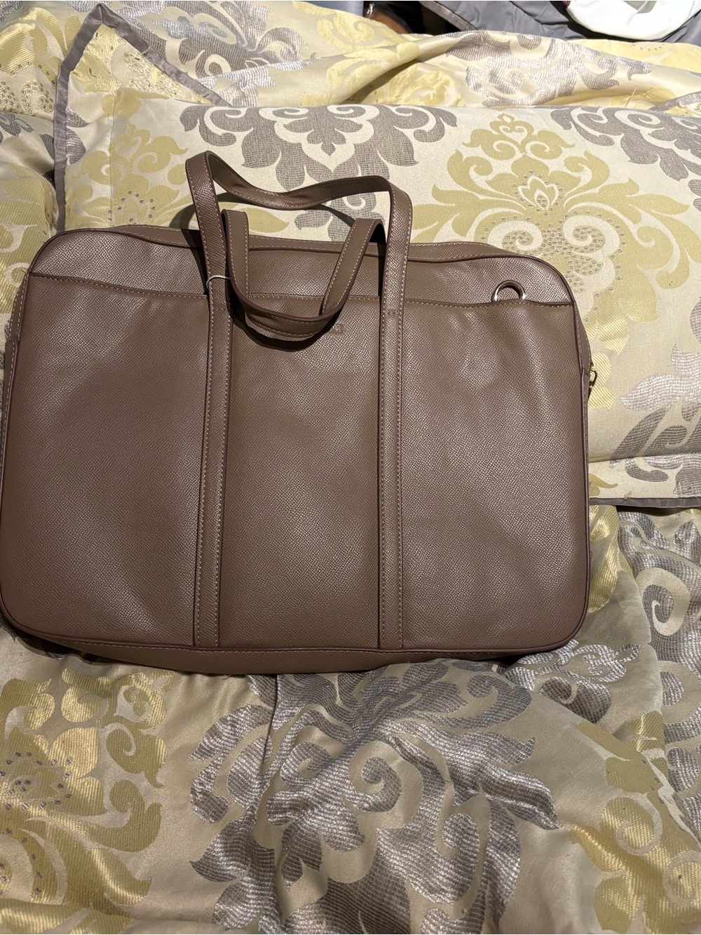 Louenhide Taupe Faux Leather Laptop Tote